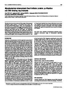 Mycobacterium tuberculosis DnaA initiator protein - Semantic Scholar