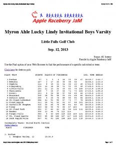 Myron Ahle Lucky Lindy Invitational Boys Varsity