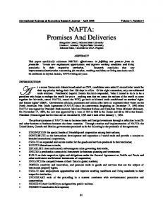 NAFTA: Promises And Deliveries - Clute Institute