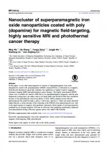 Nanocluster of superparamagnetic iron oxide nanoparticles coated ...