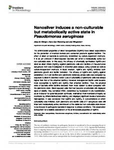 Nanosilver induces a non-culturable but ... - Semantic Scholar