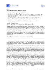 Nanostructured Solar Cells - MDPI