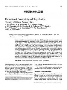 NANOTECHNOLOGIES Evaluation of Genotoxicity and ... - Springer Link