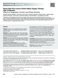 Nasal High-Flow versus Venturi Mask Oxygen Therapy ... - ATS Journals