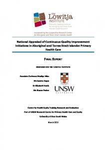 National Appraisal of Continuous Quality Improvement Initiatives in ...