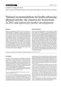 National recommendations for health-enhancing physical activity: the ...