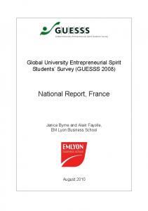 National Report, France - GUESSS Survey