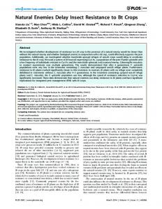 Natural Enemies Delay Insect Resistance to Bt Crops - Semantic Scholar