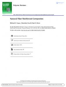 Natural Fiber Reinforced Composites