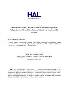 Natural hazards, disasters and local development