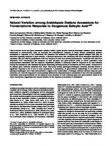 Natural Variation among Arabidopsis thaliana Accessions ... - Plant Cell