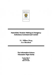 Naturalistic Decision Making in Emergency Ambulance Command and ...