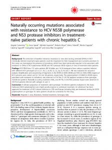 Naturally occurring mutations associated with resistance to HCV NS5B ...