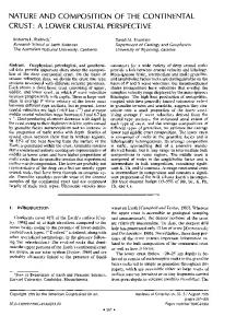 nature and composition of the continental crust: a lower crustal