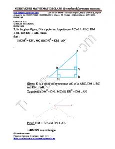 NCERT/CBSE MATHEMATICS CLASS 10 ... - TutorBreeze.com