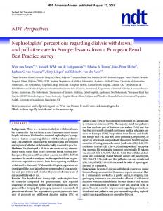 NDT Perspectives Nephrologists' perceptions ...