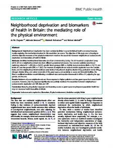 Neighborhood deprivation and biomarkers of ... - BMC Public Health