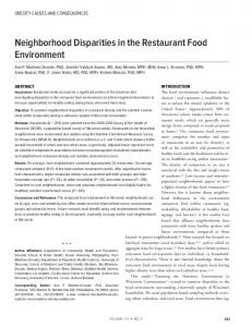 Neighborhood Disparities in the Restaurant Food Environment