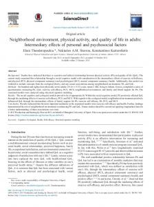 Neighborhood environment, physical activity, and quality of life in adults