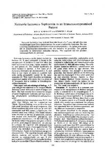 Neisseria lactamica Septicemia in an Immunocompromised