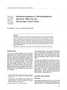 Nematode parasites of Clarias gariepinus - Semantic Scholar