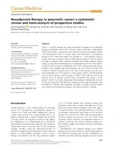 Neoadjuvant therapy in pancreatic cancer - Semantic Scholar