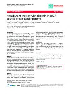 Neoadjuvant therapy with cisplatin in BRCA1 ... - Semantic Scholar