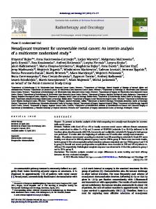 Neoadjuvant treatment for unresectable rectal cancer: An interim ...