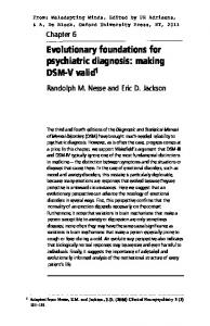 Nesse & Jackson: Evolutionary foundations for psychiatric diagnosis ...