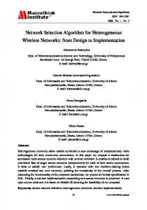 Network Selection Algorithm for Heterogeneous ... - Semantic Scholar