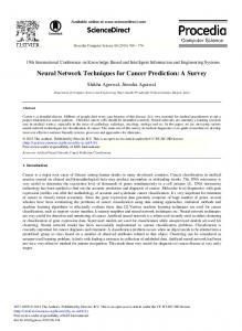 Neural Network Techniques for Cancer Prediction: A ... - ScienceDirect