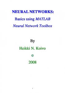 NEURAL NETWORKS: Basics using MATLAB Neural Network ...