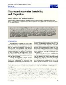 Neurocardiovascular Instability and Cognition - Semantic Scholar