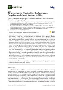 Neuroprotective Effects of Soy Isoflavones on Scopolamine ... - MDPI