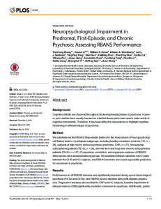 Neuropsychological Impairment in Prodromal, First ... - Semantic Scholar