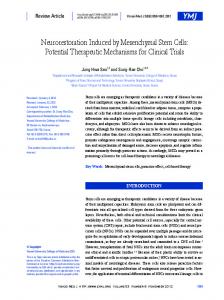 Neurorestoration Induced by Mesenchymal ... - KoreaMed Synapse