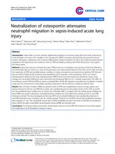 Neutralization of osteopontin attenuates neutrophil migration in sepsis ...