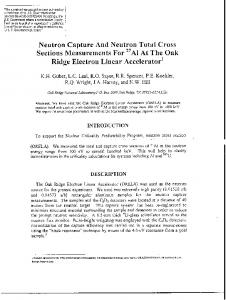 Neutron Capture and Neutron Total Cross Sections Measurements for