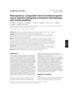 Neutropenia as a prognostic factor in advanced gastric cancer patients ...