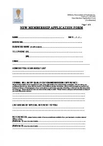 NEW MEMBERSHIP APPLICATION FORM