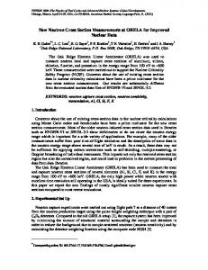 New Neutron Cross Section Measurements at ORELA for ... - CiteSeerX