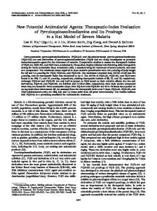 New Potential Antimalarial Agents: Therapeutic-Index Evaluation of ...