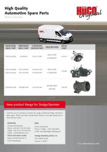 New product Range for Dodge/Sprinter