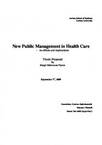 New Public Management in Health Care