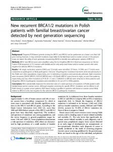 New recurrent BRCA1/2 mutations in Polish patients with familial ...
