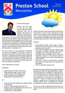 Newsletter Issue 18 - Preston School