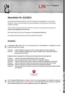 Newsletter Nr. 01/2013 - LiteraturInitiative