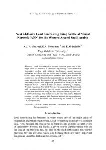 Next 24-Hours Load Forecasting Using Artificial Neural ... - CiteSeerX