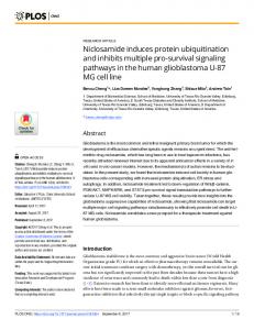 Niclosamide induces protein ubiquitination and