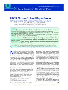 NICU Nurses' Lived Experience